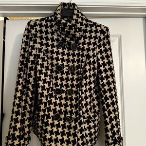 The Limited Black and White Houndstooth Pea Coat Size Small